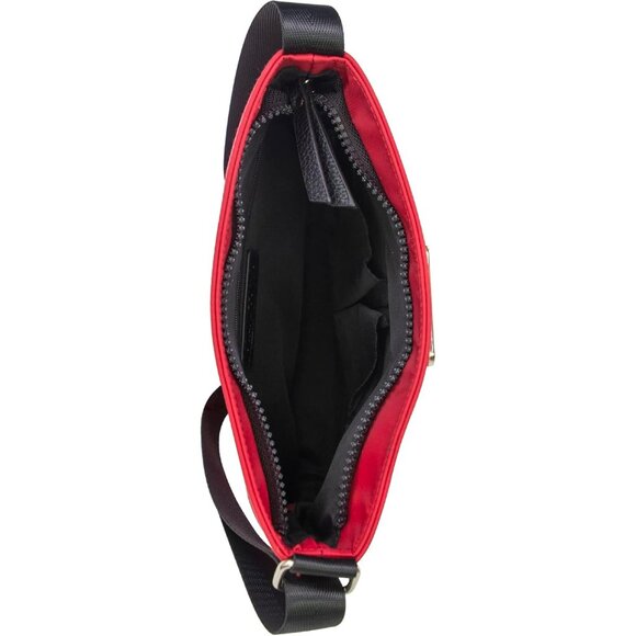 Women's Red Diver Nylon Small Crossbody Bag Purse Adjustable Shoulder Strap - Picture 3 of 6